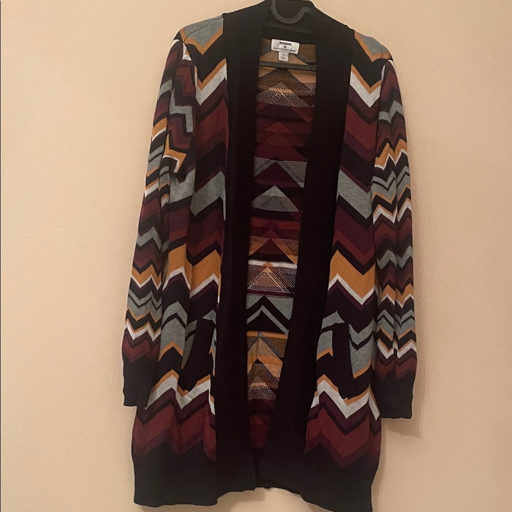 Missoni Chevron Cardigan in Burgundy and Gold